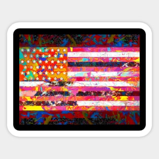 US Flag Painted Sticker